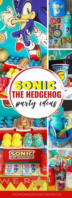 sonic the hedgehog birthday party with candy and snacks for kids to enjoy in their own home