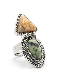 Adjustable Southwestern Turquoise Ring With Natural Stones, Adjustable Multicolor Multi-stone Turquoise Ring, Bohemian Silver Jasper Jewelry, Adjustable Green Bohemian Rings, Bohemian Green Jasper Jewelry, Bohemian Green Crystal Ring, Adjustable Bohemian Turquoise Ring With Stone Setting, Southwestern Adjustable Multi-stone Jewelry, Adjustable Open Ring Jewelry With Stones