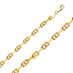 14K Gold 6.0 mm Anchor chain measuring 18 inches in length; features lobster clasp. Made in Italy. Anchor Bracelet