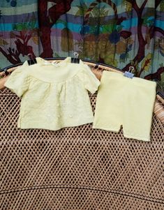 60s Yellow Knit Dress & Bloomers by A Little Angel Original | Etsy Yellow Sets For Summer Daywear, Retro Spring Daywear Sets, Yellow Summer Daywear Sets, Yellow Sets For Daywear In Spring, Vintage Sets For Spring Daywear, Yellow Vintage Beach Mini Dress, Yellow 60s Dress, Yellow Knit Dress, Yellow Baby Clothes