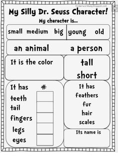 a worksheet with words and pictures on it