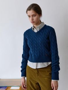 Composition : Lambswool 50% Nylon 30% Acrylic 20%Color : warm blueCountry of Origin : KOREA W Concept, Sweater Weather, Cable Knit, Tartan, Designer Fashion, Knitwear, Cable, Wardrobe, The Originals