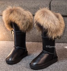 US size 5-9 in stock, ship worldwide Fox Fur Boots, Fur Boots Women, Winter Snow Boots Women, Australian Style, Fur Snow Boots, Fur Heels, Winter Leather Boots, Womens Summer Shoes, Slip On Boots