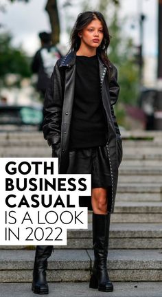 Welcome to the dark side. Goth can be chic and business casual at the same time. Who doesn't love an edgy outfit moment? #style #ootd #fashion Edgy Professional Outfits, Goth Business Casual, Modern Punk Fashion, Edgy Capsule Wardrobe, Rock Chic Outfits, Clean Goth, Black Outfit Edgy