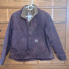 Beautifully Mottled And Faded Women’s Carhartt Jo22 Jacket To Keep You Looking Cool And Feeling Warm! This Jacket Probably Started Out As A Boysenberry Color, But Has Evolved Into A Mottled Plum/Magenta With A Great Fade. One Of The Most Attractive Evolutions I Have Seen In My Carhartt Experience! Excellent Condition And Steam Sanitized For Your Peace Of Mind. Women’s Carhartt Jacket Outfit, Carhartt Women Coats, Carhartt Jacket Women Brown, Purple Carhartt Jacket, Size Small Carhartt Jacket, Carhartt Jackets, Sherpa Lined Jacket, Carhartt Womens, Womens Sherpa