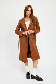 Suede Trench Coat, Black Wardrobe, Shirts For Leggings, Long Sleeves Coats, Suede Fabric, Top Graphic Tees, Romper With Skirt, Shirt Skirt, Casual Wardrobe