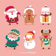 four christmas characters in different poses