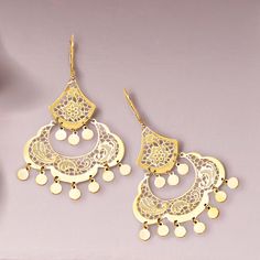 Ross-Simons - Italian 14kt Yellow Gold Filigree Chandelier Earrings. Lacy laser-cut filigree gives these brushed and polished 14kt yellow gold earrings their signature look. Made in Italy. Hanging length is 2 1/4". Leverback, 14kt gold chandelier earrings. Italian Gold Jewelry, Everyday Wear Jewelry, Gold Sunburst, Gold Jewellry, Gold Chandelier Earrings, Twisted Bangle, Resin Bangles, Swirl Earrings, Yellow Gold Earrings