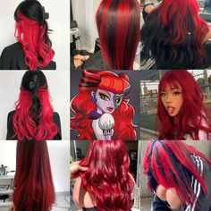 Monster High Red Hair, Monster High Hair Dye, Gothic Hair Color, Monster High Hair, Pretty Hair Cuts, Gothic Hairstyles, High Hair, Hair Color Streaks, Dying Hair