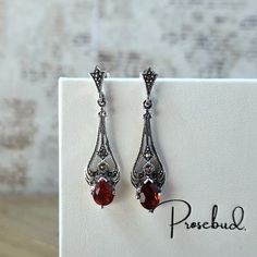 Victorian Dangle Earrings Sterling Silver Marcasite Red Glass 925 Romantic Gothic Dark Academia Speakeasy Filigree Earrings - Etsy Ornate Red Sterling Silver Earrings, Red Filigree Drop Earrings, Red Sterling Silver Filigree Earrings, Red Victorian Sterling Silver Jewelry, Victorian Red Sterling Silver Jewelry, Red Vintage Sterling Silver Earrings, Red Sterling Silver Earrings For Evening, Red Sterling Silver Evening Earrings, Vintage Red Sterling Silver Earrings