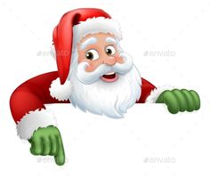 santa claus holding a blank sign and pointing at it - christmas seasons / holidays conceptual