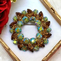 Vintage Juliana D&E Aurora Borealis Golden Brown Rhinestone Wreath Circle Brooch Pin In Pre-Owned Condition. Have Flaws, Wear And Tear Due To Use And Age (Zoom Photo To See Details). Safety Pin Can’t Close (Can Be Repaired). Size: 2.5” Diameter. Signed: No. Sold As Is. No Refund. All Display Items Are Not Included. A Great Piece To Add On Your Collection. Wonderful Gift For Ones Who Love Collecting Antique/Vintage Items. Item Might Show Some Wears Consistent With Age And Use. I Believe This Will Add More Charm To Your Collection. I Still Have A Tons Of #Antique #Vintage Collectibles Listed In Our Store. Browse Around, Purchase More! I’m Glad To Combine Shipping! Thank You For Rhinestone Wreath, Juliana Jewelry, Zoom Photo, Vintage Collectibles, Golden Brown, Safety Pin, Aurora Borealis, Antique Collection, Brown Gold