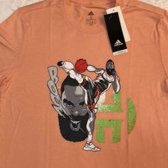 Brand New With Tags Attached Men’s Size Small Adidas James Harden T-Shirt Color : Peach ( Not A Choice Below ) Please See All Attached Pictures For Any Additional Details Adidas Crew Neck Shirt With Graphic Print, Casual Adidas Tops For Fans, Casual Adidas Tops For Fan Merchandise, Adidas Crew Neck Top, Adidas Sports Shirt With Graphic Print, Adidas Graphic Print Crew Neck Shirt, Adidas Cotton T-shirt For Fan Merchandise, Adidas Workout T-shirt Short Sleeve, Adidas Fan Merchandise Short Sleeve T-shirt