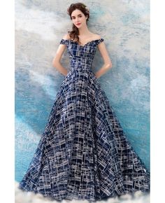 Buy Dreamy Navy Blue Bling Formal Prom Dress Off Shouler With Sequins at wholesale price online. Free shipping and pro custom service since 2009. Formal Prom Dress, Mother Of Groom Dresses, Bridal Fashion Week, Wedding Dress Trends, Trend Style, Groom Dress, Formal Dresses Prom, Bridal Fashion, Asian Fashion