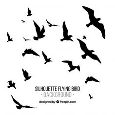 a flock of birds flying in the sky with text that reads, silhouette flying bird background designed by @ reppic com