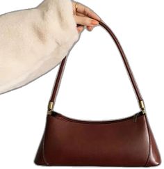 Fall Shopping Rectangular Baguette Bag, Fall Shopping Baguette Bag, Daily Use Baguette Bag With Single Handle, Vintage Brown Baguette Bag For Daily Use, Chic Brown Satchel With Single Handle, Brown Satchel With Single Handle For Daily Use, Brown Single Handle Satchel For Daily Use, Vintage Office Bags For Fall, Leather Baguette Bag With Single Handle