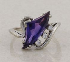 ad eBay - 10k White Gold Lab Created Purple Sapphire & Topaz Ring Size 6 - Buy Now, click the link (eBay)