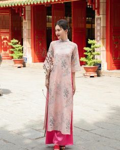 At EmTam Boutique, you will find the most stylish outfits in a wide size range and high quality at reasonable prices   Message us if you're not sure of your aodai size   - This set includes 1 ao dai top & pants, perfect for any special occasions like lunar New year, mid-autumn festival, wedding, temple, church or photoshoot...  - There might be up to 10% color variance due to lightning and viewing devices   - Sizes may run small so please go up 1 size or contact us if there's   any question. Ple Luxury Embroidered Ao Dai For Party, Vietnamese Wedding Ao Dai Modern, Traditional Full-length Sets For Spring, Traditional Full-length Spring Sets, Traditional Full Length Sets For Spring, Traditional Full Length Pink Set, Fitted Long Pink Sets, Pink Fitted Long Sets, Pink Short Sleeve Ao Dai For Spring