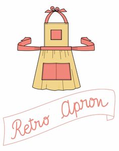 an apron with a ribbon around it and the words retro apron above it on a white background