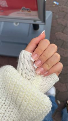 #french #frenchnails #nails Matt French Tip Nails, French Tip Nails White With Design, Back To School Acrylics, Nails French White, French White Nails, Nails White French, Simple French Nails, French Nails With Heart, French Nails White