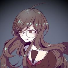 an anime character with long hair and glasses