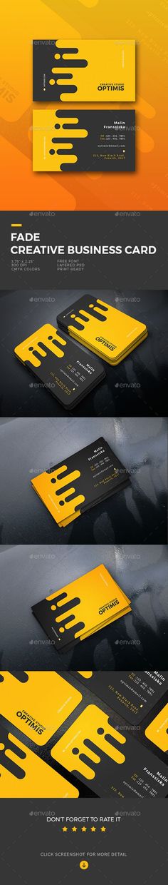 a bunch of yellow and black business cards on top of each other with the words creative business