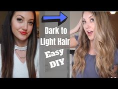 DIY Dark Hair to Blonde Hair | How To Get Blonde Hair Without Damage | At Home Hair Lightening - YouTube Hair Lightener Diy, How To Get Blonde Hair, Bleaching Dark Hair, Dark To Light Hair, Lightening Dark Hair, Lighten Hair Naturally, Hair Lightening, Blonde Hair At Home, How To Dye Hair At Home