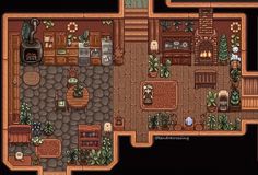 the floor plan of an old - fashioned house with lots of furniture and plants in it