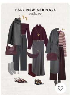 Colour Combinations Fashion, Burgundy Outfit, Belted Sweater, Winter Fashion Outfits Casual, Fall Capsule Wardrobe, Wardrobe Outfits, Trendy Fall Outfits, Grey Outfit, Looks Chic