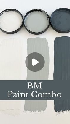 three different shades of paint with the words bm paint combo