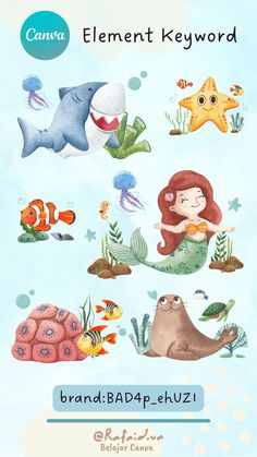 Canva Element Keyword Ocean World Cute Watercolour Watercolour Aesthetic, Elements On Canva, Canva Idea, Keyword Elements Canva, Ocean World, Desain Buklet, Canva Element Keyword, Watercolor Elements, Canvas Learning