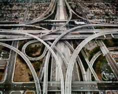 an aerial view of multiple roads and intersections in the united states, taken from above