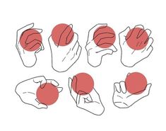 hands holding red balls in different positions