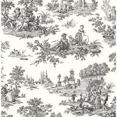 black and white toiler wallpaper with people in the park