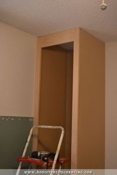 a ladder is in the corner of a room