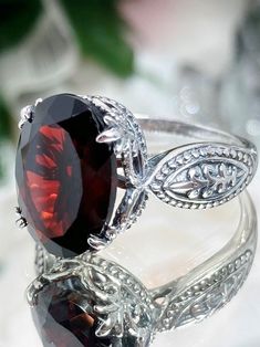 Natural Red Garnet Ring, Dragon Design, Sterling Silver Filigree, Gothic Jewelry, Silver Embrace Jewelry Elegant Red Gemstone Filigree Ring, Elegant Red Filigree Ring As Gift, Elegant Red Garnet Filigree Ring, Elegant Red Filigree Ring, Elegant Garnet Filigree Ring For Formal Occasions, Elegant Garnet Filigree Ring With Gemstone, Ruby Jewel, Gothic Ring, Dragon Ring