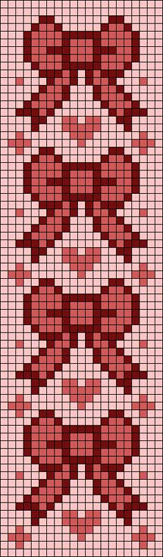 a cross stitch pattern in red and pink