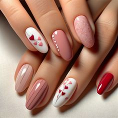 Elegant sweet valentine's day nail art Romantic Nails, Classy Nail Designs, Pink Nail Designs