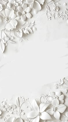 an artistic white background with flowers and leaves