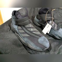 Size 10 Men's - Adidas Pharrell X Crazy Byw 0 To 60 Triple Black Brand New Slip-on Leather Basketball Shoes For Streetwear, Leather Slip-on Basketball Shoes For Streetwear, Vented Sides High-top Basketball Shoes, Urban Style Slip-on Custom Sneakers, Triple Black, Grey Adidas, Mens Shoes Sneakers, Adidas Shoes, Adidas Men