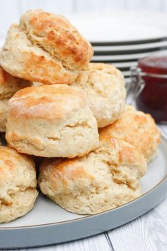 biscuits stacked on top of each other on a plate