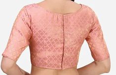 Handmade Light Pink Brocade Blouse In Boat Neck And Elbow Sleeves, Back Open Blouse, Saree Blouse, Indian Blouse, All Size Available...  Brocade Blouse Light Pink Blouse Boat Neck Blouse Elbow sleeves blouse Back Open Blouse Not Padded Blouse Elegant Pink Blouse With Self Design, Fitted Long Sleeve Pink Blouse Piece, Pink Brocade Blouse, Back Open Blouse, Saree Bluse, Pink Brocade, Open Blouse, Blouse Indian, Light Pink Blouses