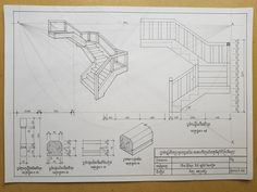 a drawing of a stair case with measurements