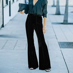 Red Velvet Pants, High Waist Flare Pants, Velvet Flare Pants, Elegant Boots, Velvet Flares, Simple Bangle, Flare Pant, Herringbone Necklace, Fun Pants