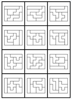 the four squares are shown in black and white, each with different lines on them