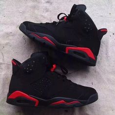 Get ready to step up your style game with these Black Red Custom Air Jordan 6s. These kicks are designed to stand out with a unique colorway and custom design. Not only will you look fly, but the Air Jordan technology will keep you comfy all day long. Exactly as shown in the pictures. 📷 Brand New & Authentic. 💯 Hand Painted with attention to detail. 👨‍🎨 Waterproof and Flexible. ❤️ Unisex model. Please refer to the Size Chart. 👟👫 Free Worldwide Shipping. ✈️🌍 Zapatillas Nike Jordan, Buty Jordan, Custom Air Jordan, Boty Nike, Jordan Shoes Girls, Jordan Shoes Retro, Custom Nike Shoes, Shoes Sneakers Jordans, All Nike Shoes