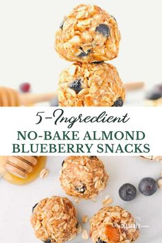 blueberry almond energy snacks stacked on top of each other