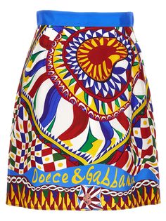 100% silk | Dolce & Gabbana Women's carretto Skirt | FW23/24 Printed Silk Skirt, Knee Length Skirts, Red Mini Skirt, Blue Mini Skirt, Feminine Chic, Stefano Gabbana, Classy Aesthetic, Silk Skirt, Knee Length Skirt