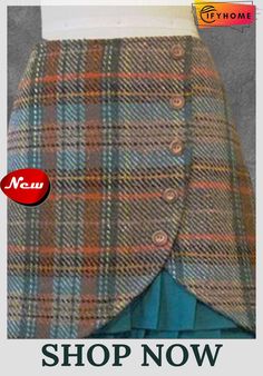 Blue Paneled A-line Checkered/plaid Vintage Skirt Blue Patchwork Skirt For Fall, Casual Plaid Skirt With Patchwork, Casual A-line Plaid Skirt, Plaid Houndstooth Skirt For Fall, Scottish Style Plaid Skirt For Fall, Scottish Plaid Skirt For Fall, Fall Scottish Plaid Skirt, Skirts Casual, Blue Panels