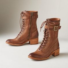 Details:Burnished Hardware Furthers The Utilitarian Style Of A Lace-Up Leather Boot, Fitted With A Contoured, Arch-Supporting Footbed To Ensure Daylong Comfort. Sizing: True To Size. M=Standard Width - Round Toe.- Lace-Up Style; Adjustable Buckle-Strap Closures.- Contoured Footbed With Arch Support.- Side Zip Closure.- Block Heel.- Approx. 7 58 Shaft Height.- Approx. 1.75 Heel.- Imported. Materials:Leather Upper And Liningrubber Sole. Womens Leather Combat Boots, Kork Ease Boots, Shoes Board, Buckle Boots, Leather Boot, Brown Leather Boots, Black Leather Boots, Leather Booties, Lace Boots